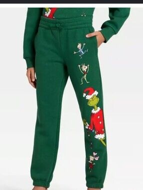 Women's The Grinch Evergreen Fleece Sweatpants Size XXS Dark Green NWT